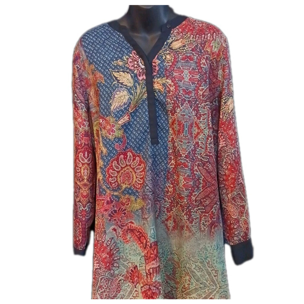 Soft Surroundings Agra V-Neck Tunic Long Sleeve Large
